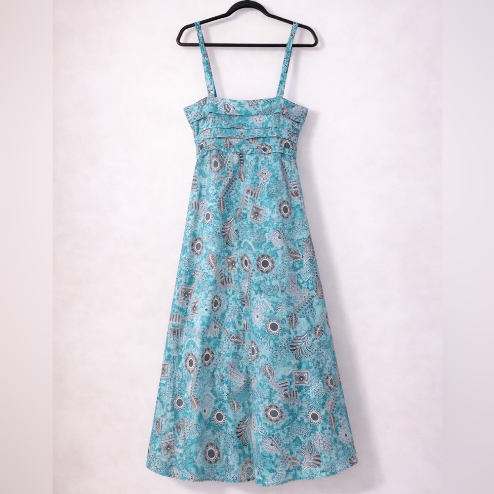 Karin Stevens Y2K Turquoise Boho Maxi Dress | Built-In Bra | Size 12 - Picture 3 of 6